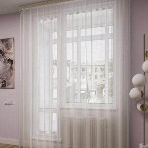 Готовые шторы тюль Лен белый