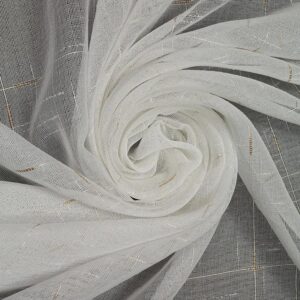 Готовые шторы тюль Лен белый с золотом