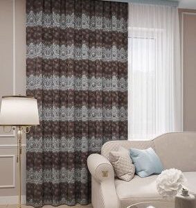 Готовые шторы Амелия шоколад мята
